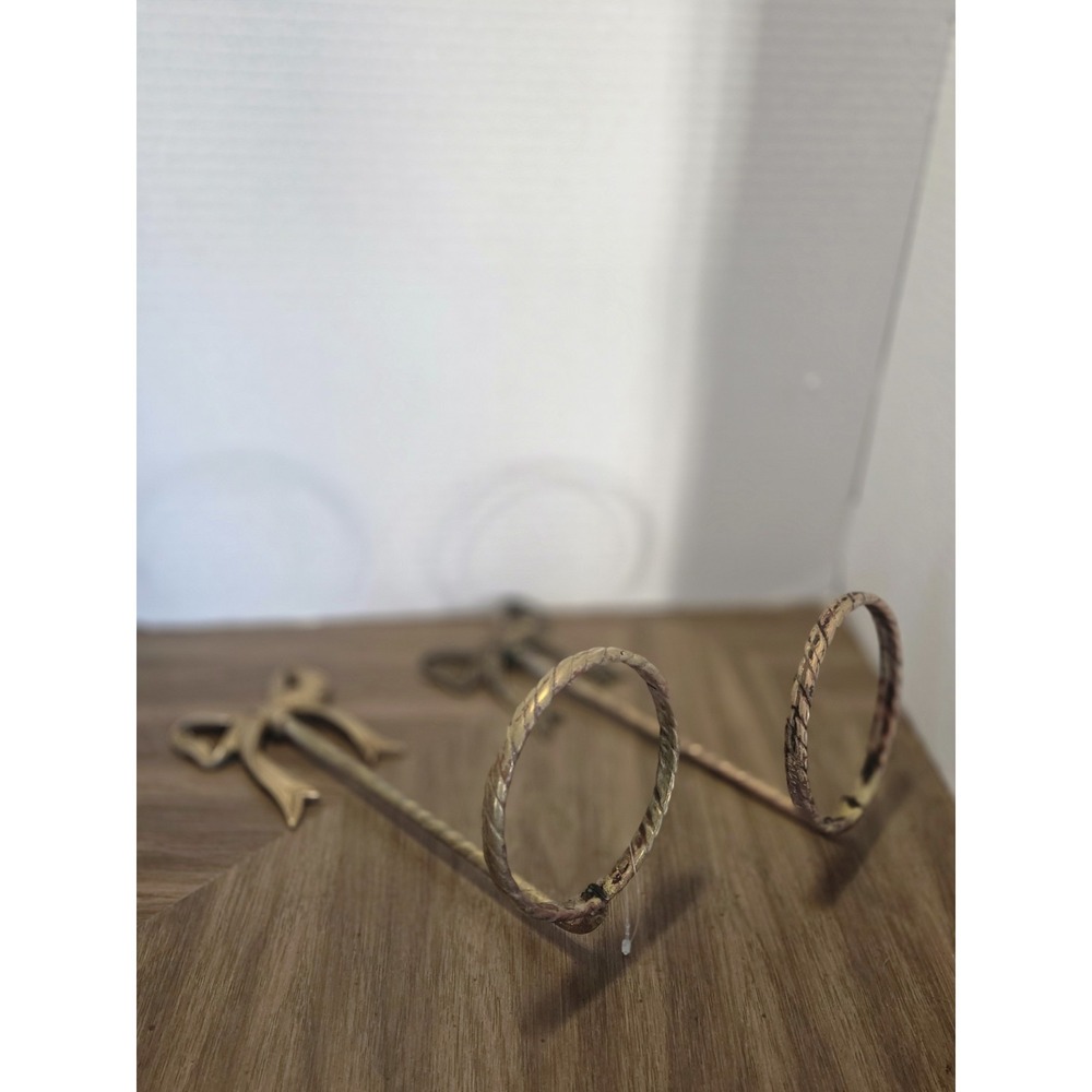 Brass bow towel holders, vintage pair, Cottagecore